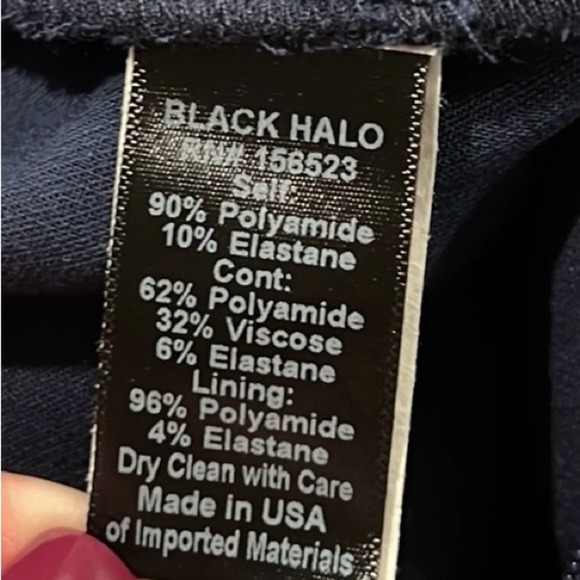 Black Halo navy flutter sleeve velour top jumpsuit size 12 - Picture 10 of 10